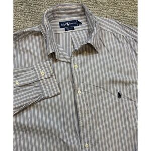 Polo Ralph Lauren Men's 17.5x35 (XL) Long Sleeve Button Shirt Striped Yarmouth